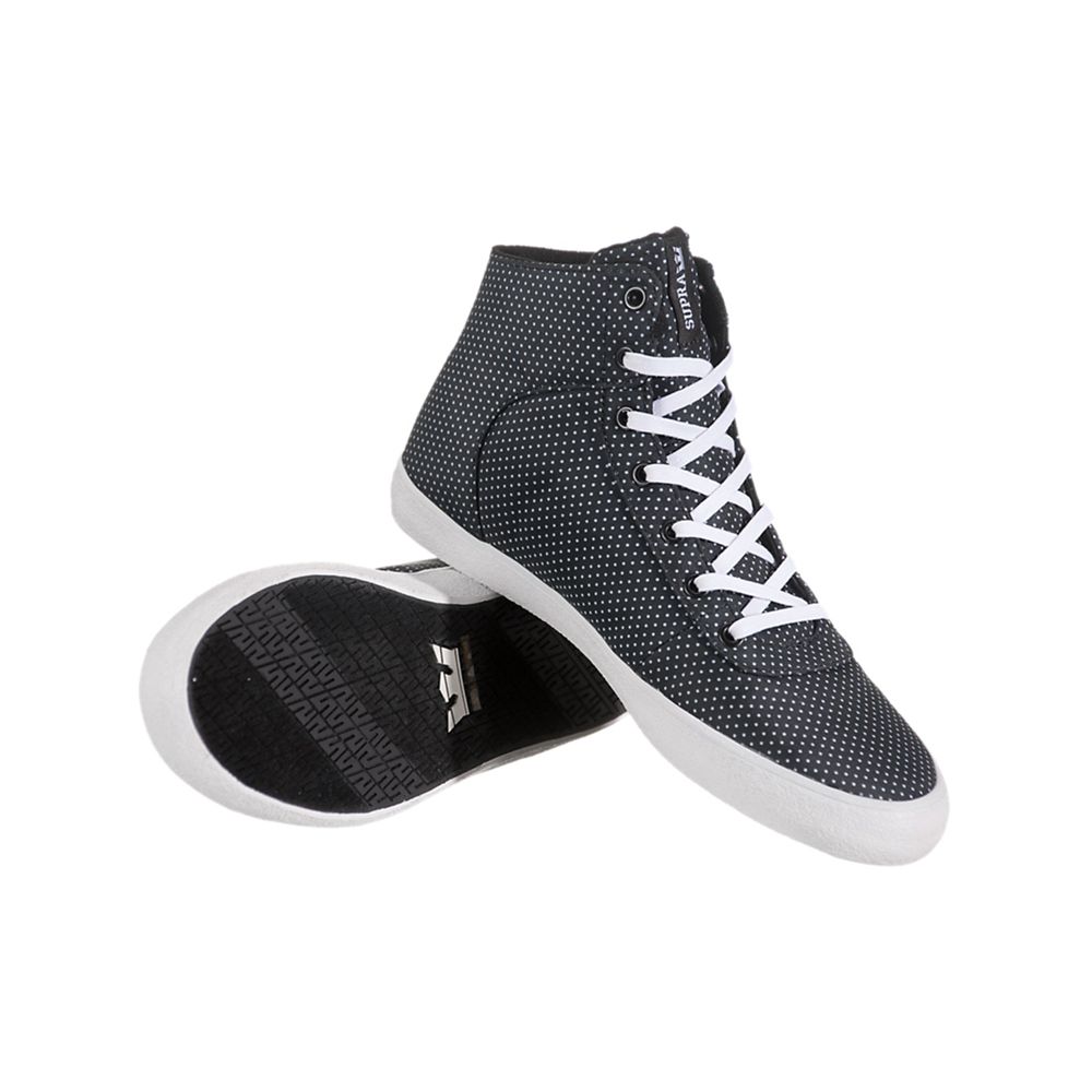 Chaussures de Skate Supra Cuttler Noir Blanche Black/White Homme | OTX-26292121